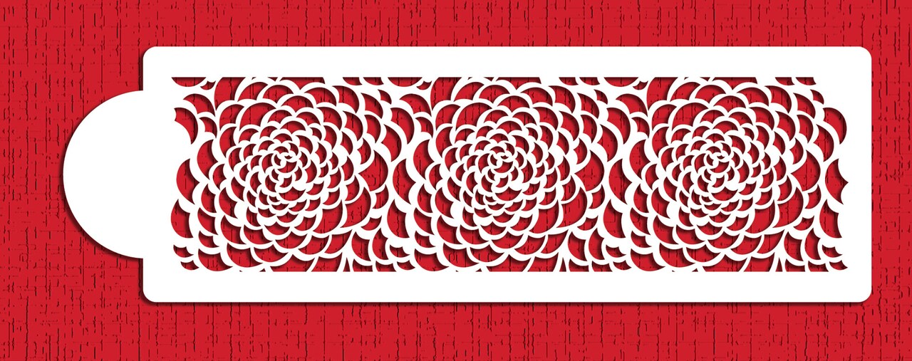 Camilla Rose Cake Stencil Top Tier | C411 by Designer Stencils | Cake Decorating Tools | Baking Stencils for Royal Icing, Airbrush, Dusting Powder | Reusable Plastic Food Grade Stencil for Cakes | Easy to Use & Clean Cake Stencil